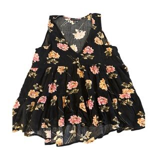 American Eagle Outfitters Black Floral Blouse